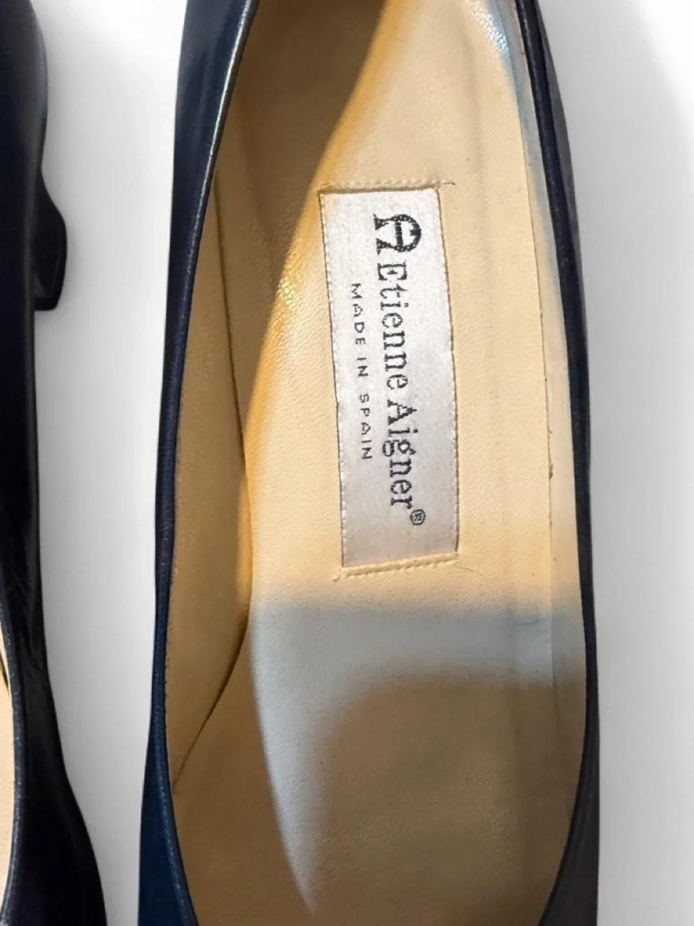 Etienne Aigner Navy Leather Classic Women's Heels Size 8N